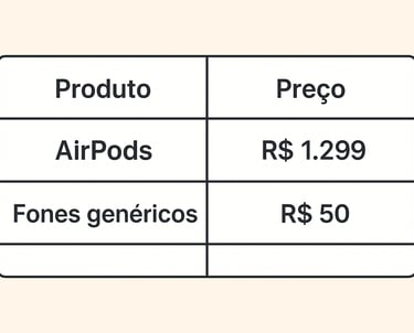 uma mesa com uma etiqueta de preço