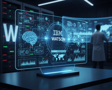 Um homem de jaleco branco em pé em frente a uma tela grande.