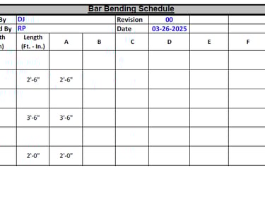 A sample of bar bending schedule (BBS)