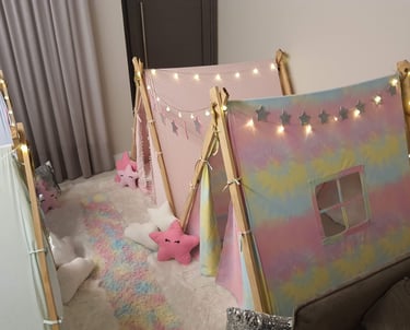 festa do pijama com cabanas de estrelas