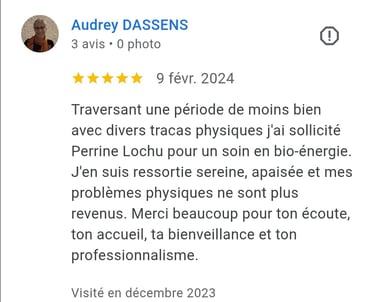 Capture d'écran d'un avis 5 étoiles