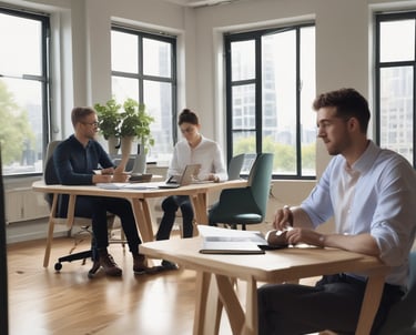 A modern retail display features various packaged goods arranged neatly on black shelves. There are bottles, wrapped boxes, and jars, along with decorative elements like pampas grass. The lighting highlights the products, adding a sophisticated and minimalistic vibe.