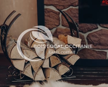 une pile de bûches de bois dans une cheminée