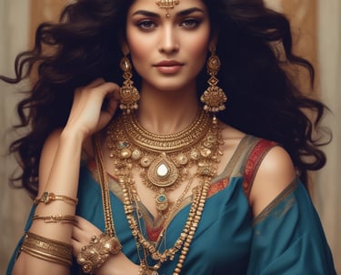 An elegant display of traditional and modern jewellery pieces.