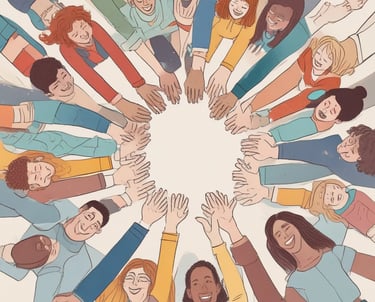 A diverse group of people collaborating around a table with laptops and notebooks.