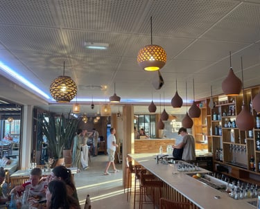 Diagnostic et traitement acoustique dans un restaurant avec panneaux au plafond à Cannes