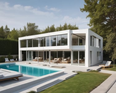 Casa Modular con Piscina y acristalamiento panorámico