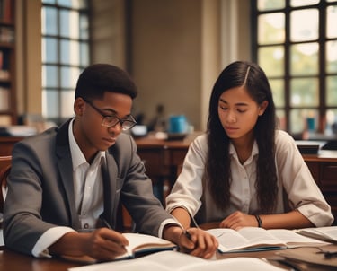 A group of middle school students engaged in Bible study.