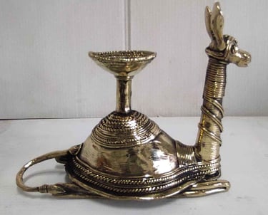 "Brass camel figurine featuring traditional tribal lamp holder design-for international trade"