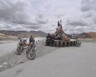 Taglang La pass along  the Leh to Manali highway over the great Himalayan range, Ladakh, India 