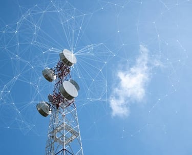 a cell phone tower with a lot of wires and wires