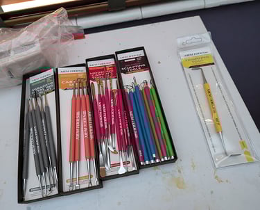 XIEM sculpting tools for clay and relief mural art.