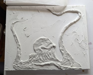 Relief sculpture of an octopus using Easy Sand 90.