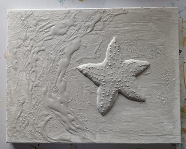 Easy Sand 90 as medium of choice for a 3D relief mural project featuring reef, ocean, surf, water, starfish, and octopus.