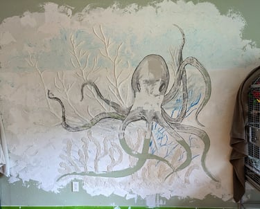 EasySand 90 joint compound is a great medium to use to sculpt a 3D relief mural on an interior wall.
