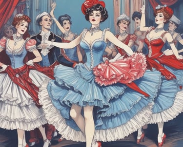 a painting of a woman in a blue dress