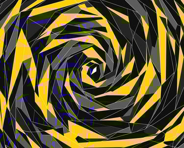 a black and yellow abstract geometrical design