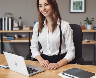 woman in black blazer with brown hair