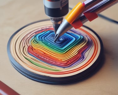 WIKXY Brightly coloured, taylormade 3D printed gears on the table. Available at WIKXY 3D Printing in Stoke-on-Trent.