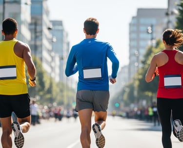 a group of people running in a marathon