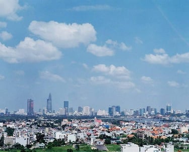 View of Saigon on a sunny day shot on film