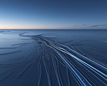 a view of a body of water with a train track running through it