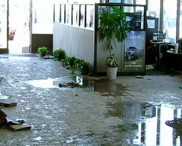 Water damage to an office setting