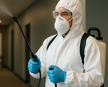 Technician applying specialized surface treatment