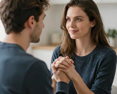 a man riding a skateboard down a street next to tall buildings