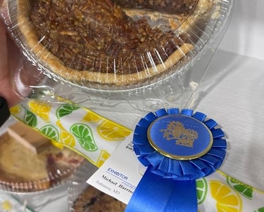 pecan pie with blue ribbon