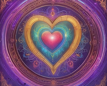 Soft glowing heart-shaped light floating in a serene blue background.