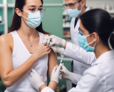A pharmacy entrance with a large illuminated cross sign in blue and yellow colors. The signage above the door is in Cyrillic script, and there's a green neon cross on the building facade. Inside the well-lit store, shelves with products are visible.