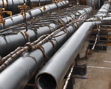 a bunch of pipes are lined up in a row