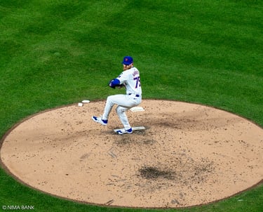 mets mlb pitcher reed garrett in a windup on the mound at citifield 