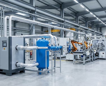industrial compressed air system supporting production and improving efficiency