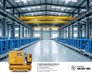 industrial screw air compressor system used in manufacturing factory