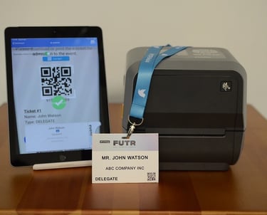 Image showing badge printing machine, digital check-in and badge
