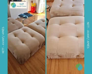 Comparaison nettoyage canape nettoyés par NetT à Balma