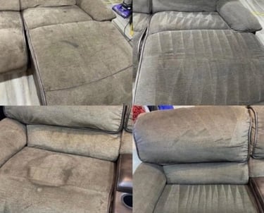 Avant/après nettoyage canape tissu à Castres par NetT Toulouse – résultat professionnel