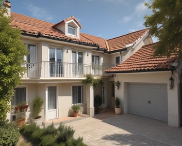a man walking down a street next to a tall building