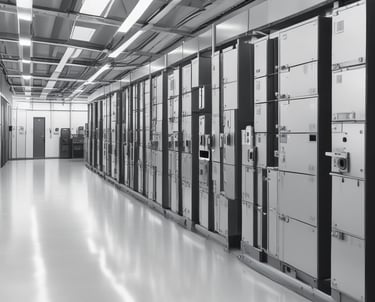 A professional consultant discussing strategies with clients in a modern office.