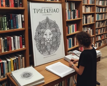 A layout designer working on a book design.