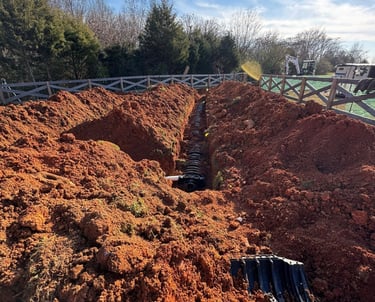 septic system installed in dug up dirt