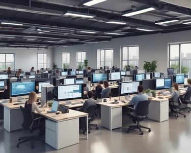 oficina moderna con empleados.