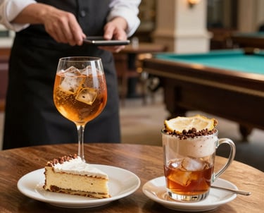 A cozy pub scene with bartenders pouring pints and patrons enjoying lively conversations over drinks.
