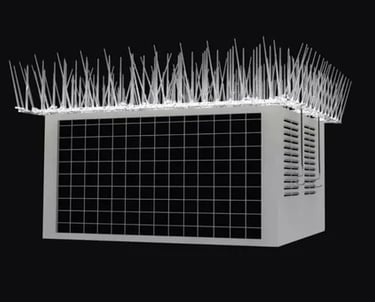 Durable Bird Spikes – install on A.C. units, railings, and building edges to prevent and birds