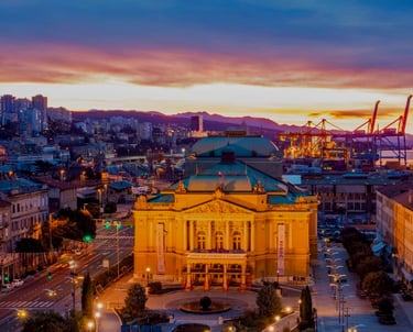 over view of old town Rijeka, Croatia