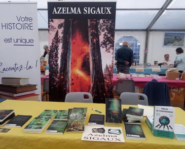 stand azelma sigaux salon du livre avec kakémono
