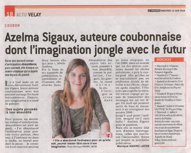 article la tribune le progrès haute loire livre absurditerre azelma sigaux