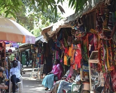 Colourful local market stalls in West Africa | Birding Adventures Gambia